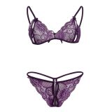 Mor Dantelli Sütyen Ve Gstring Takımı TM
