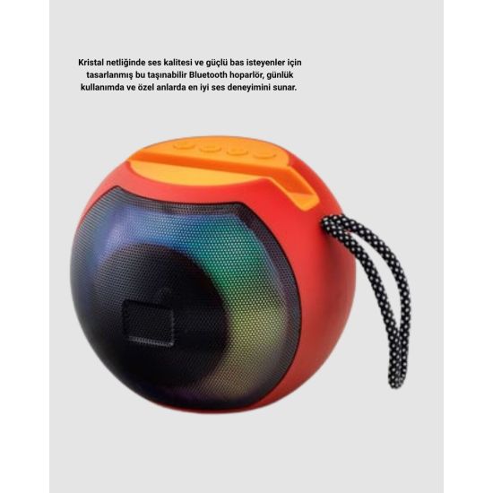 RGB Işıklı Bluetooth Hoparlör – 360° Stereo Ses ve 8 Saat Çalma Süresi