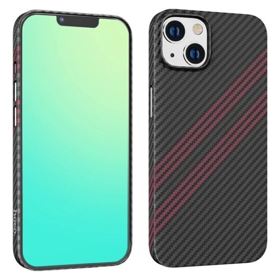 Hoco iPhone 14 Plus 6.7 Kılıf Kevlar Texture Darbe Emici Telefon Kılıf