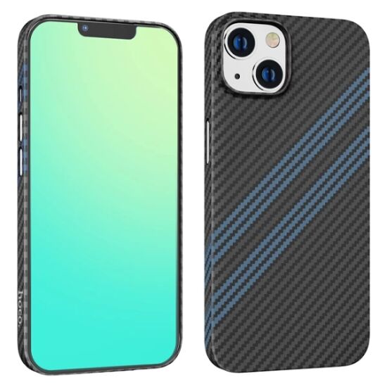 Hoco iPhone 14 Plus 6.7 Kılıf Kevlar Texture Darbe Emici Telefon Kılıf