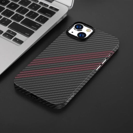 Hoco iPhone 14 Plus 6.7 Kılıf Kevlar Texture Darbe Emici Telefon Kılıf