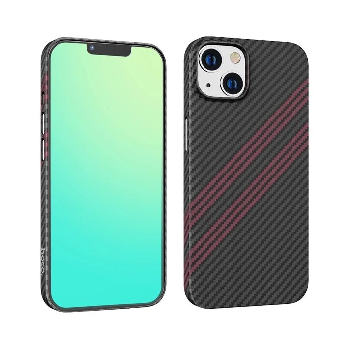 Hoco iPhone 14 6.1 Kılıf Kevlar Texture Darbe Emici Telefon Kılıfı
