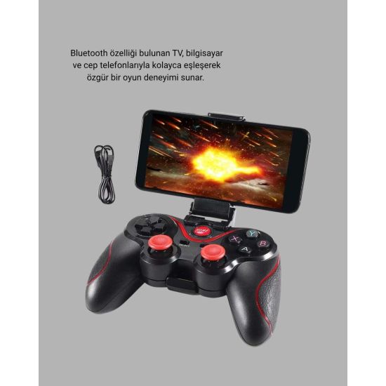 Kablosuz Bluetooth Oyun Kolu Mobil TV PC Uyumlu Ergonomik Tasarım