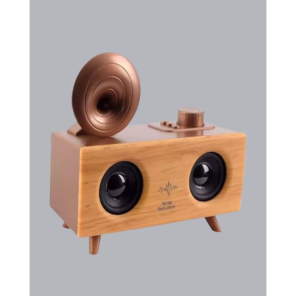 Retro Gramafon Bluetooth Hoparlör Çift Stereo Sesli FM Radyo Destekli