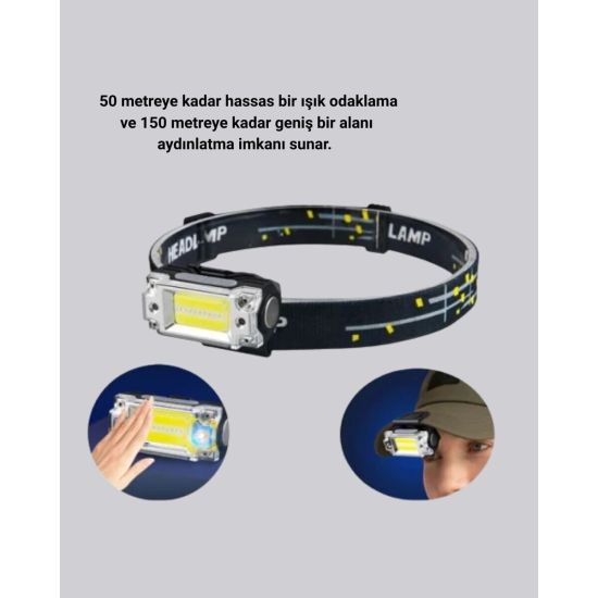 Şarj Edilebilir LED KAFA Feneri 215 Lümen XPE COB Güçlü Aydınlatma