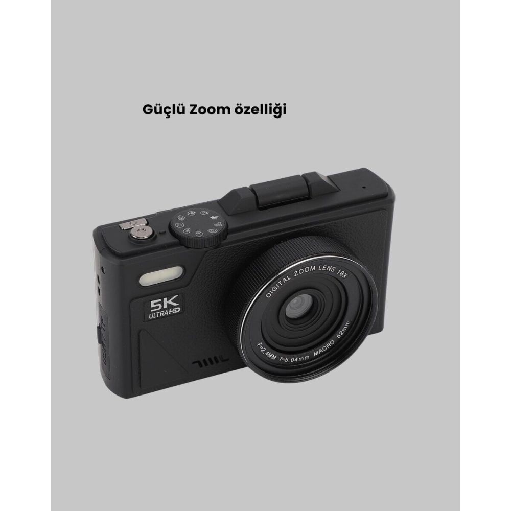 5K UHD Dijital Kamera 75MP Sensör 18x Zoom Stabilizasyonlu