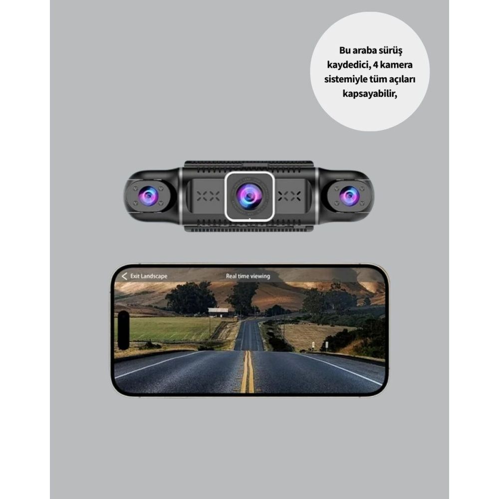 1080P 4 Kanallı Araç Kamerası GPS + WiFi + G Sensör Destekli