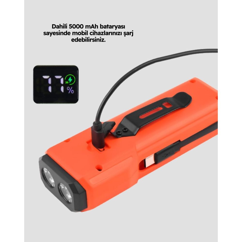 Su Geçirmez Bisiklet Işığı 5000 mAh Powerbankli Ön Far