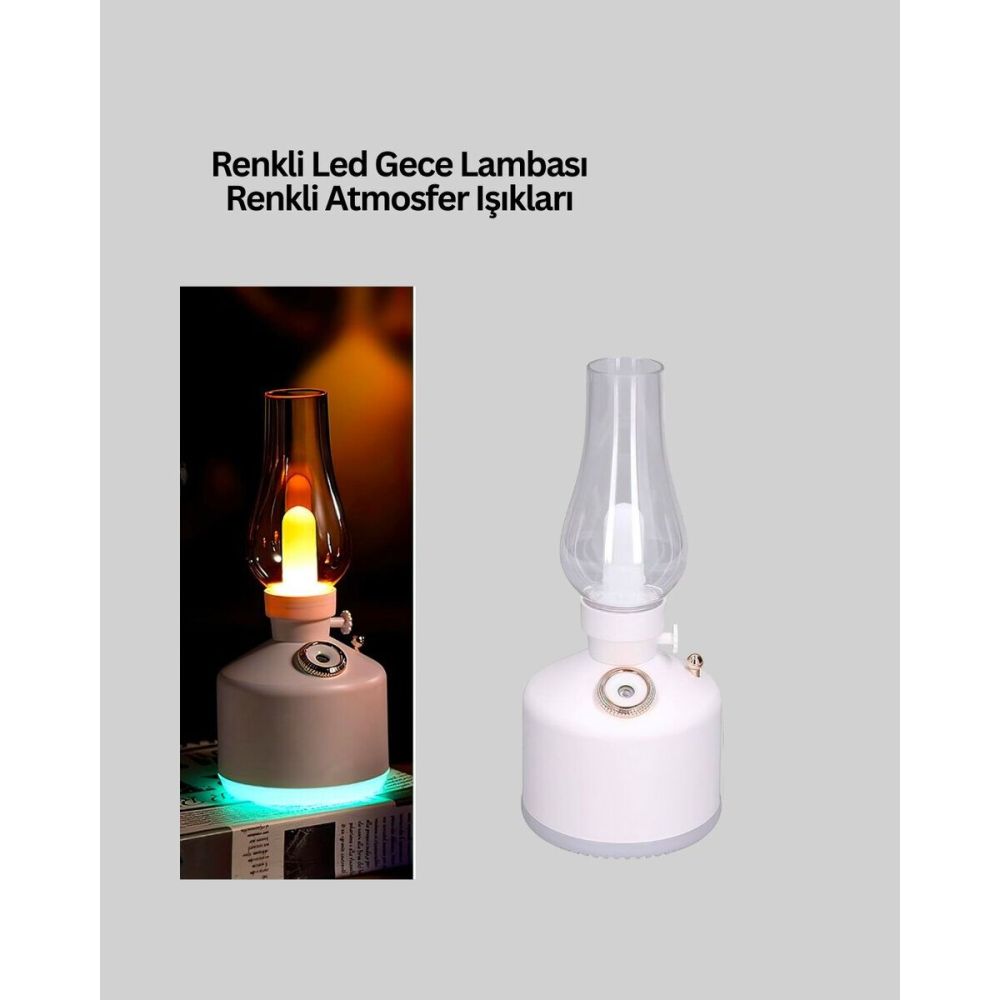 Kablosuz Retro Buhar Makinesi Gaz Lambası Tasarım Ledli Difüzör