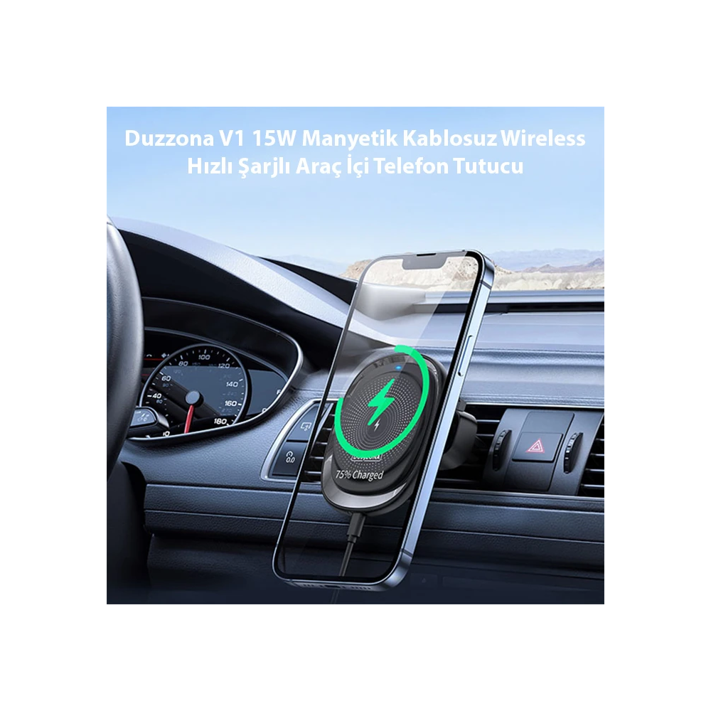 Duzzona V1 15W Manyetik Kablosuz Wireless Hızlı Şarjlı Araç İçi Telefo