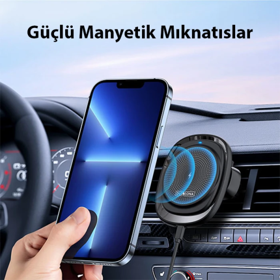 Duzzona V1 15W Manyetik Kablosuz Wireless Hızlı Şarjlı Araç İçi Telefo