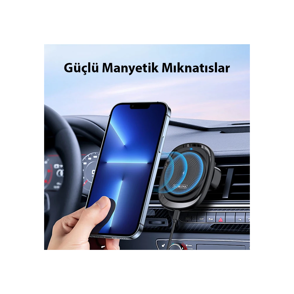 Duzzona V1 15W Manyetik Kablosuz Wireless Hızlı Şarjlı Araç İçi Telefo