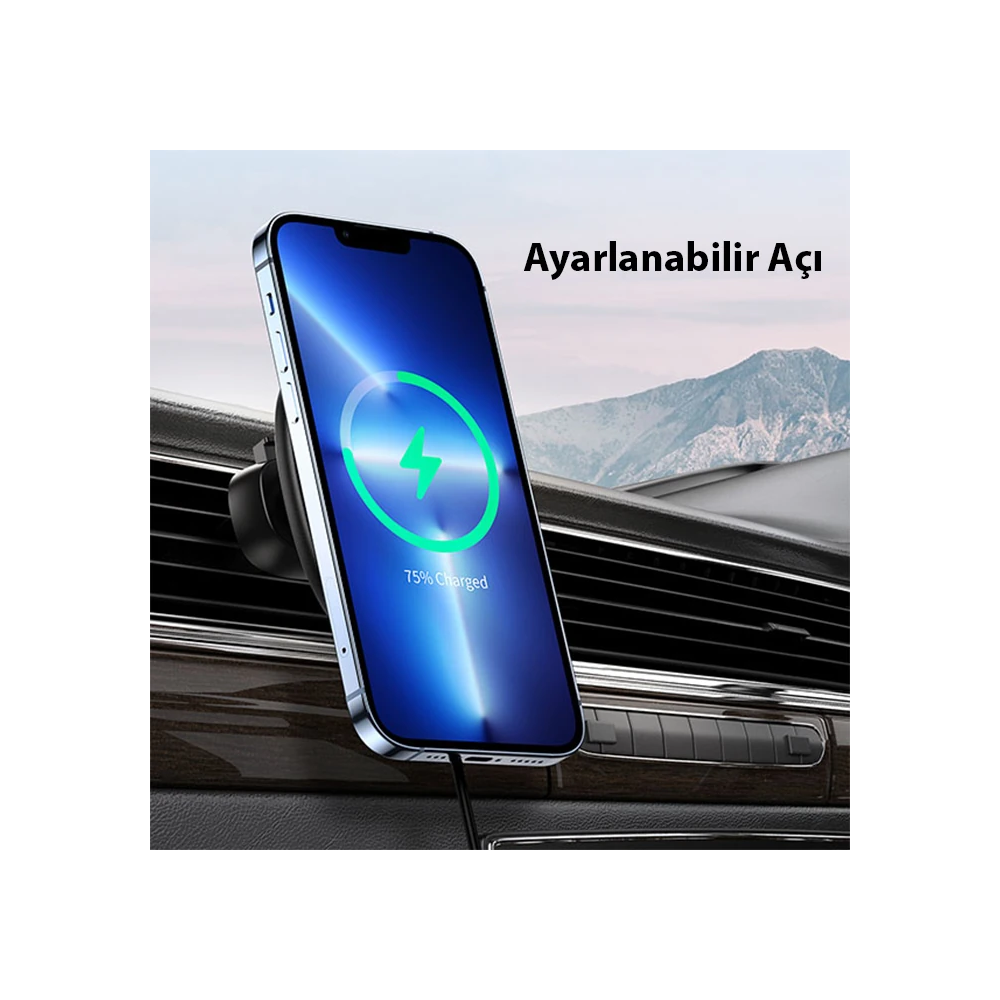 Duzzona V1 15W Manyetik Kablosuz Wireless Hızlı Şarjlı Araç İçi Telefo