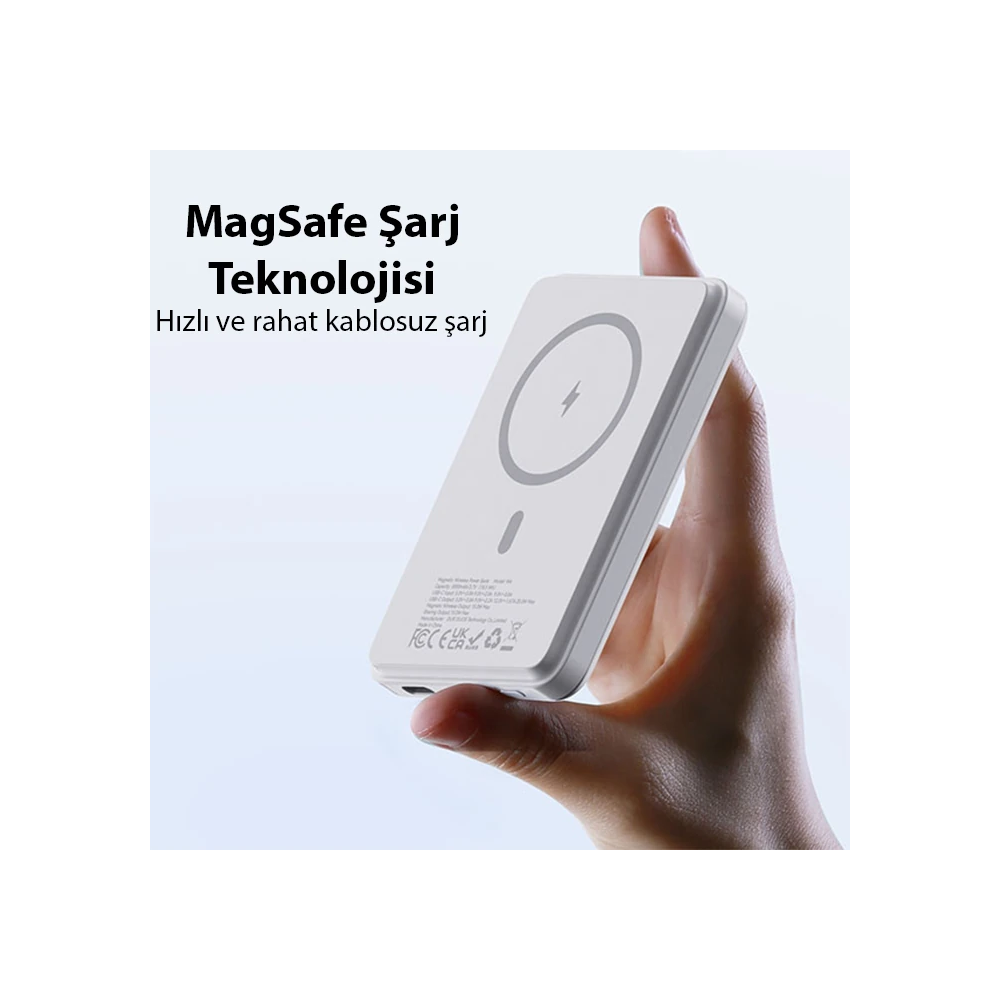 Duzzona W4 20W 5000mAh Magsafe Uyumlu Taşınabilir Kablosuz Hızlı Şarjl