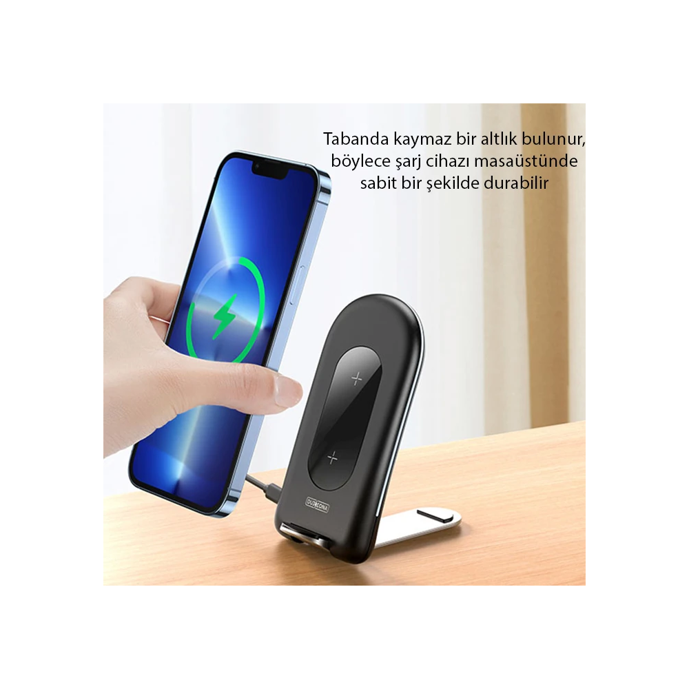 Duzzona W2 Katlanır Standlı 15W Hızlı Şarj Wireless Kablosuz Şarj Ciha