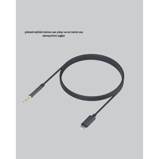 Lightning to 3.5mm Aux Ses Dönüştürücü Kablo 1 Metre Stereo Uyumlu