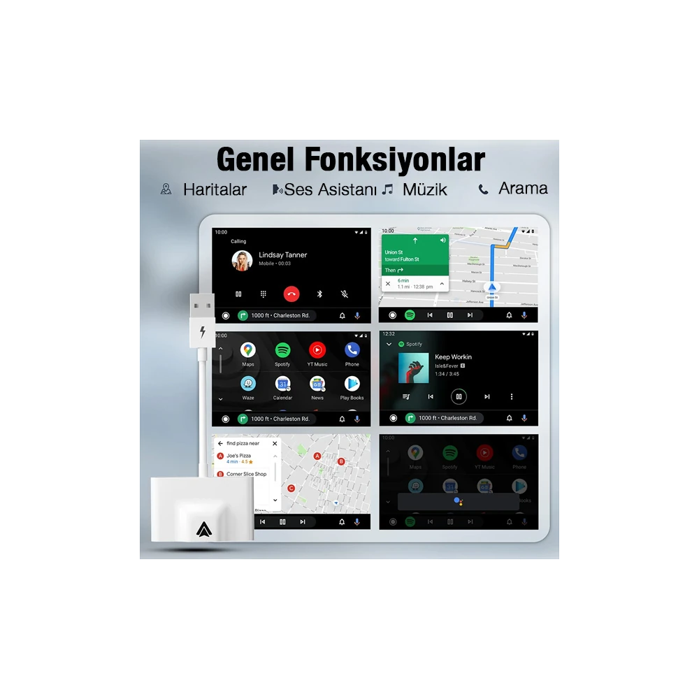Ally Usb+Type-C Android Kablosuz Carplay Adaptör Çevirici - Youtube Ne