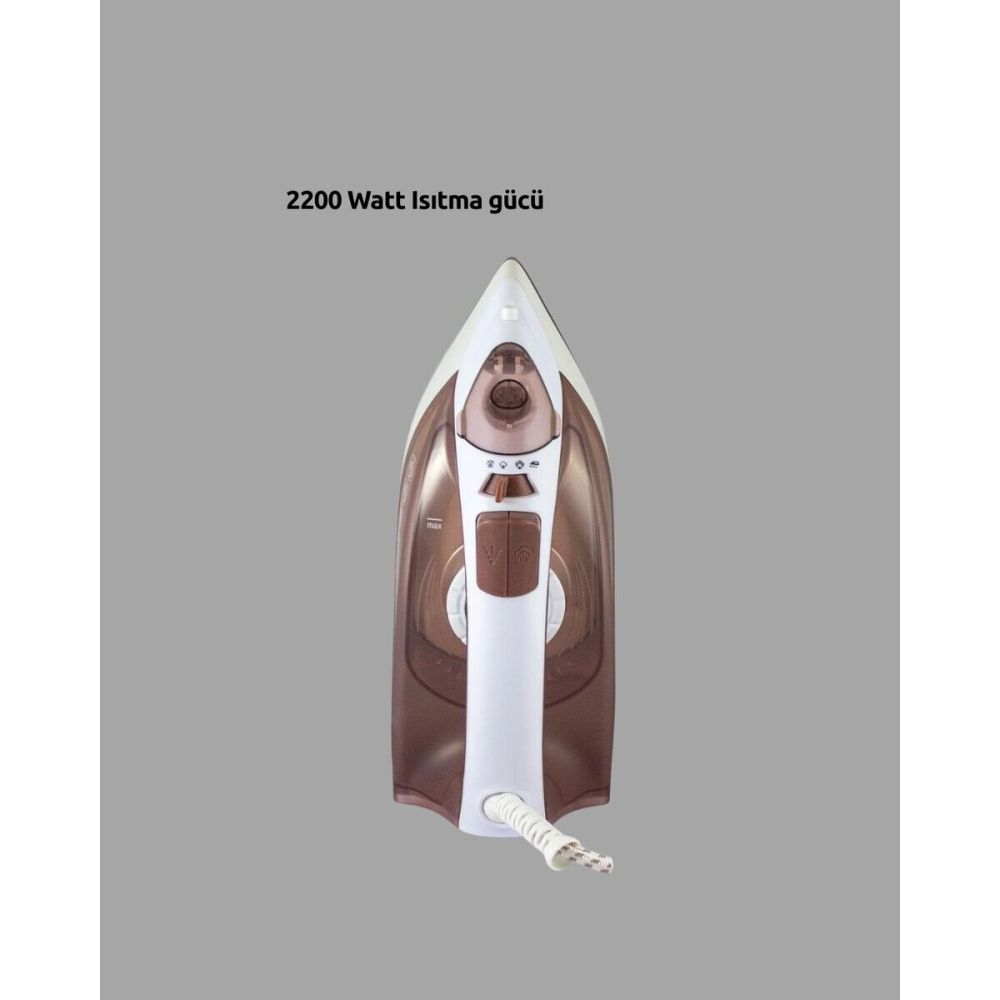 Kahverengi Buharlı Ütü 2200W Sürekli Buhar 120 g Şok Buhar