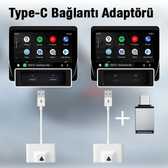 Ally Usb+Type-C Android Kablosuz Carplay Adaptör Çevirici - Youtube Ne