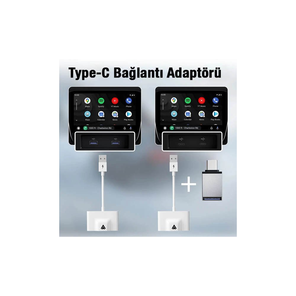 Ally Usb+Type-C Android Kablosuz Carplay Adaptör Çevirici - Youtube Ne