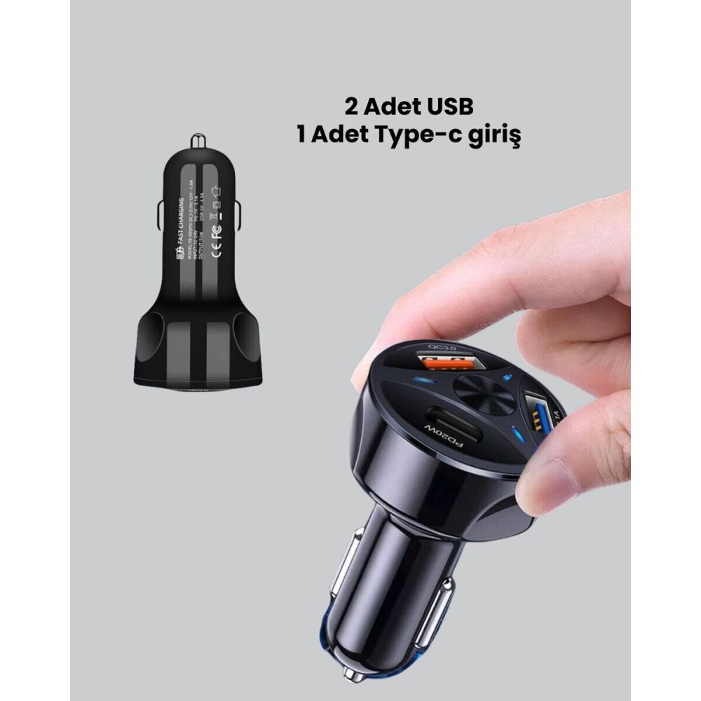 55W PD ve Quick Charge 3.0 Destekli Polygold Araç Şarj Adaptörü