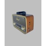 Eskitme Tasarımlı Ahşap Bluetooth Radyo LED Aydınlatmalı