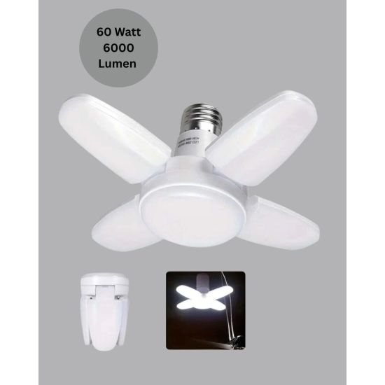 Katlanabilir 4 Kollu LED Ampül 60 Watt 6000 Lumen Beyaz Işık