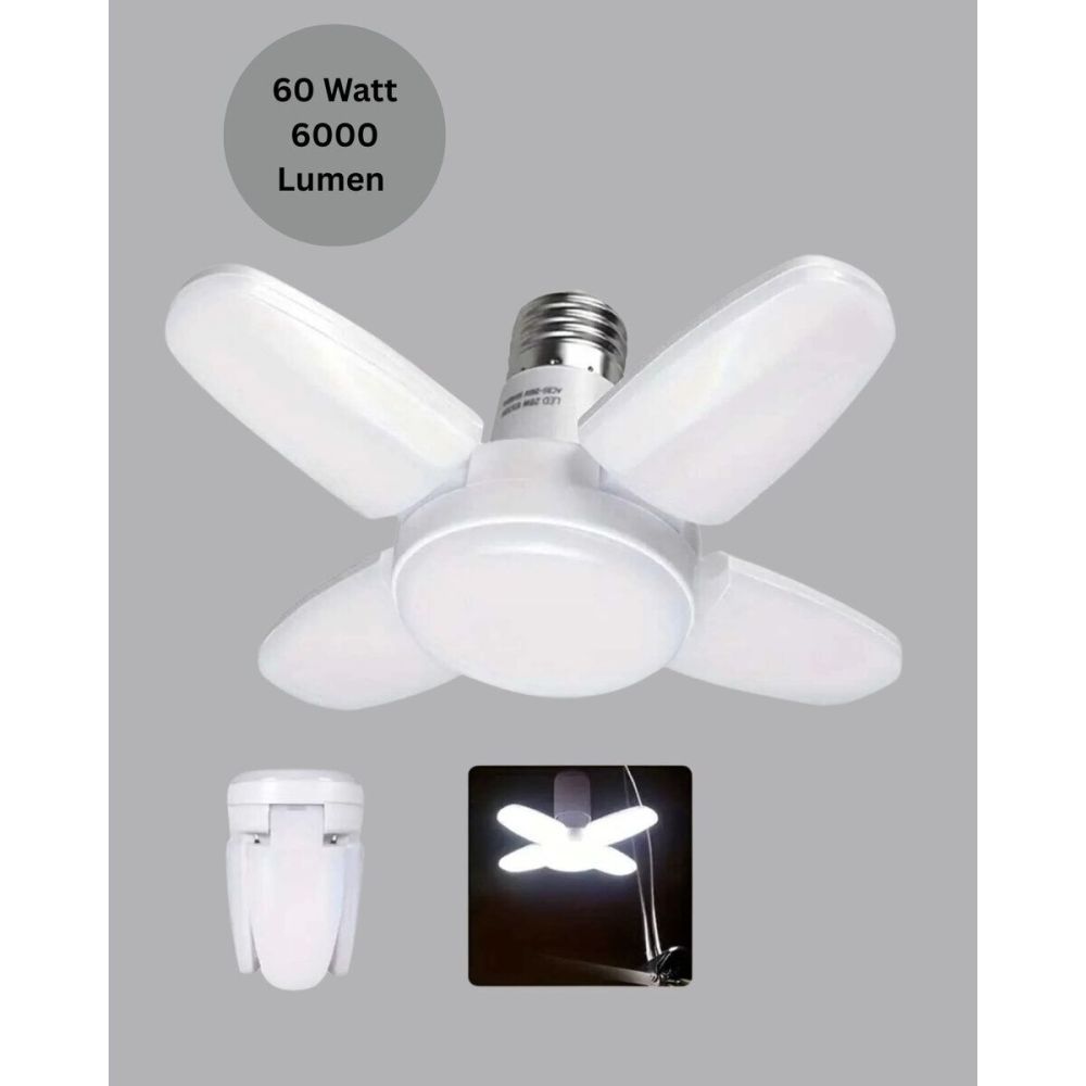Katlanabilir 4 Kollu LED Ampül 60 Watt 6000 Lumen Beyaz Işık