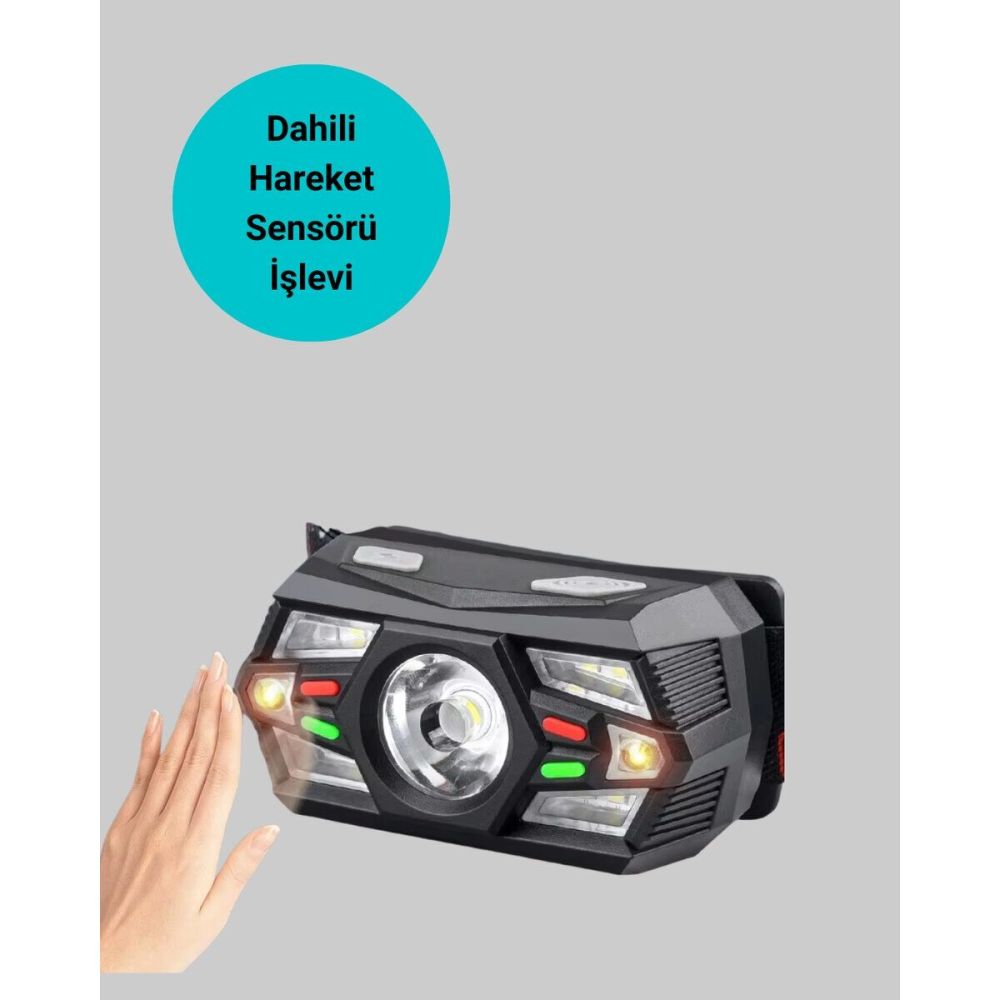 Şarj Edilebilir LED Far Hareket Sensörlü 5 Modlu Outdoor