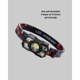 Şarj Edilebilir LED Far Hareket Sensörlü 5 Modlu Outdoor