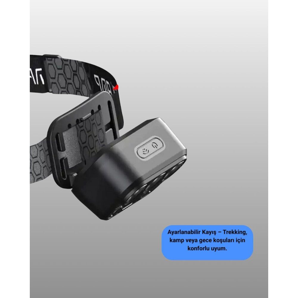 USB Şarjlı LED Kafa Lambası 300 Lümen Güç Göstergeli