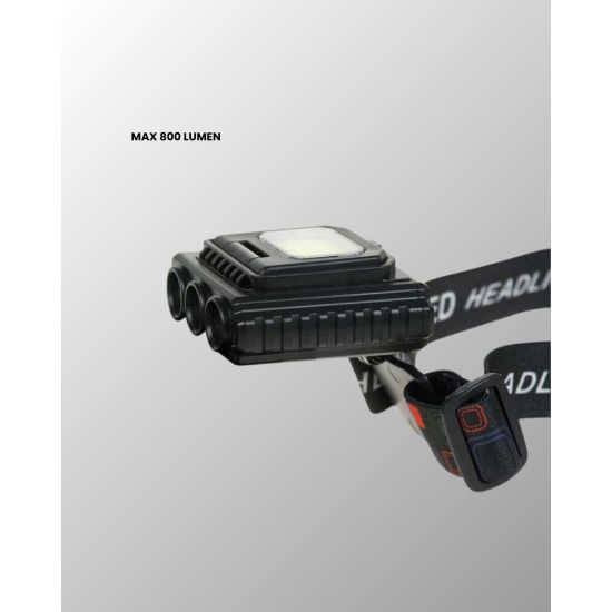 USB Şarjlı Kafa Feneri 800 Lumen Ayarlanabilir COB ve XPE LED