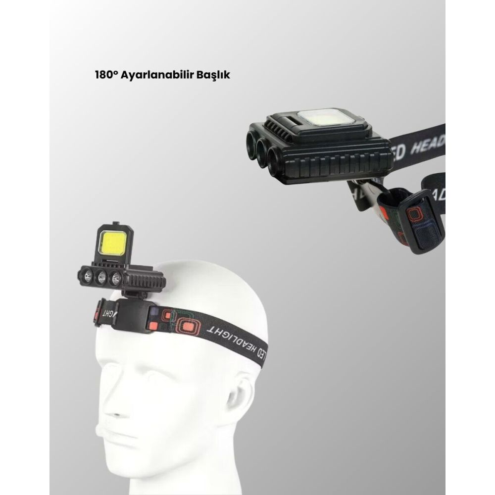 Şarjlı LED Kafa Lambası 800 Lumen COB XPE Ayarlanabilir Başlıklı