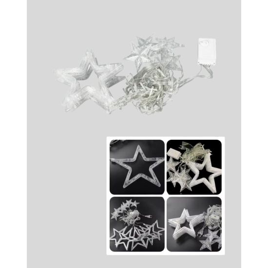 Yıldız Desenli Perde Tipi Peri Led 3x3 Metre Aydınlatma