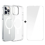 Baseus Crystal iPhone 13 Pro Max 6.7 Magsafe Silikon Kılıf + Tempered 