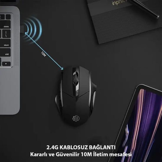 İNPHİC PM6 Kablosuz Fare Şarj Edilebilir Sessiz Kullanım 2.4G 500 mAh 