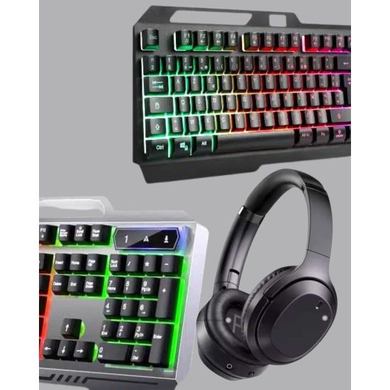 Işıklı Oyuncu Klavye Mouse ve Bluetooth Kulaklık Seti Türkçe Q USB
