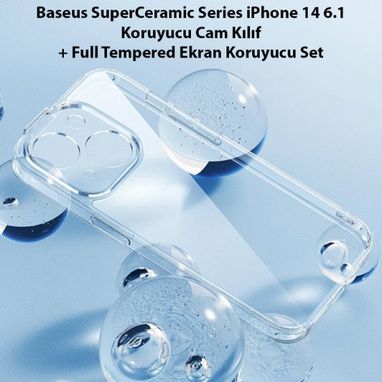 Baseus SuperCeramic Series iPhone 14 Plus 6.7 Koruyucu Cam Kılıf+Full 