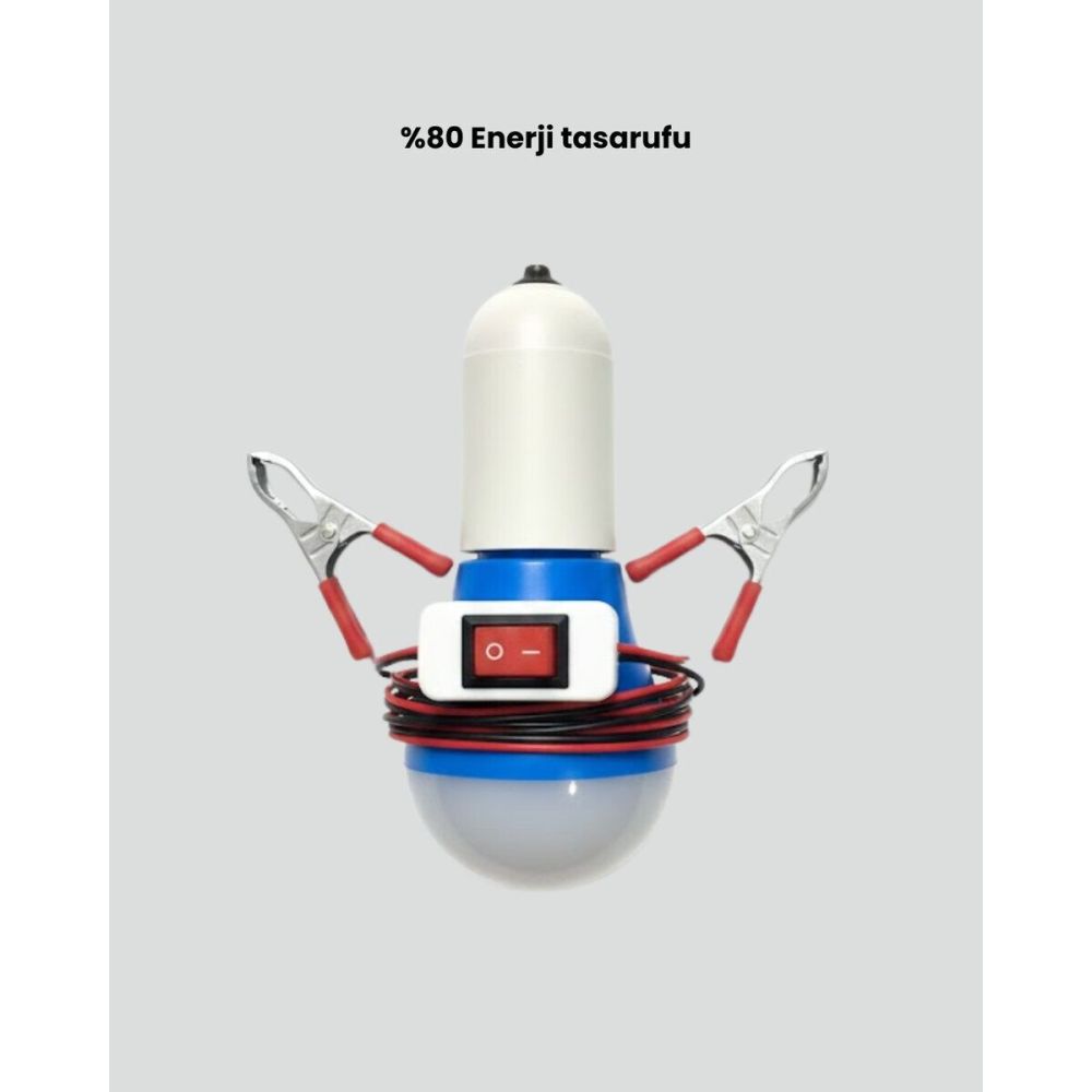 Timsah Kıskaçlı 12V LED Ampul Kamp ve Acil Durum Lambası