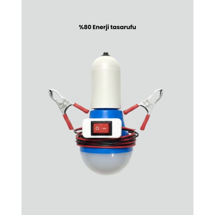 12V LED Ampul Timsah Kıskaçlı Taşınabilir Aydınlatma