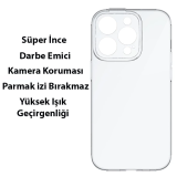 Baseus Simple Case iPhone 14 Pro 6.1 Kamera Korumalı İnce Silikon Şeff