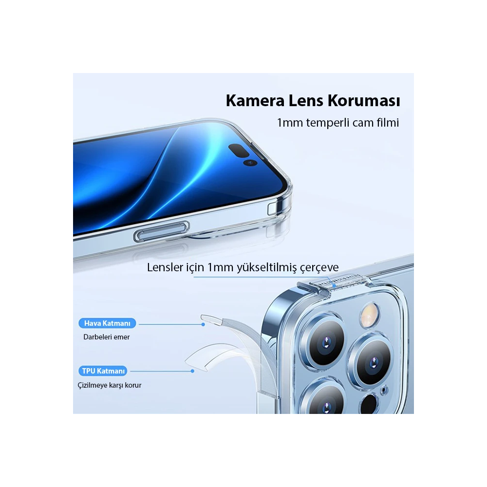 Baseus Simple Case iPhone 14 Pro 6.1 Kamera Korumalı İnce Silikon Şeff