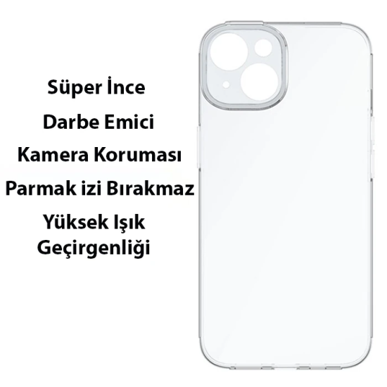Baseus Simple Case iPhone 14 6.1 Kamera Korumalı İnce Silikon Şeffaf K