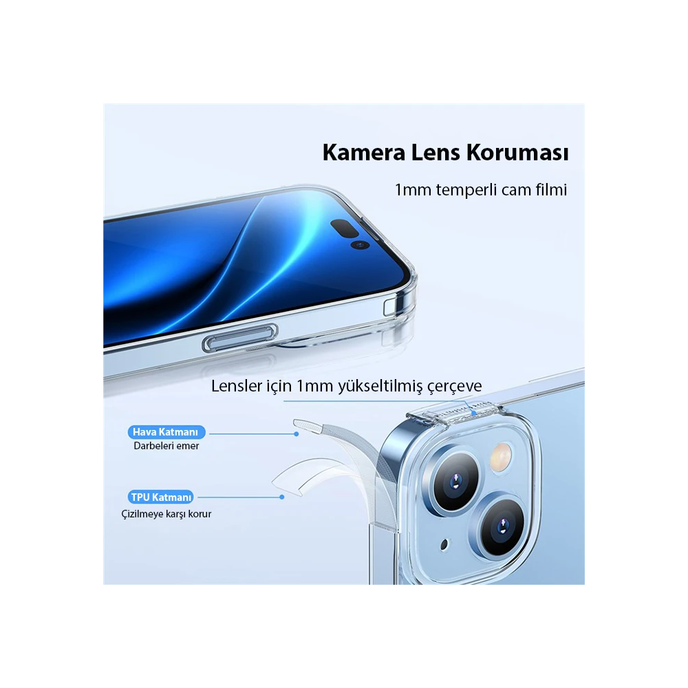 Baseus Simple Case iPhone 14 6.1 Kamera Korumalı İnce Silikon Şeffaf K