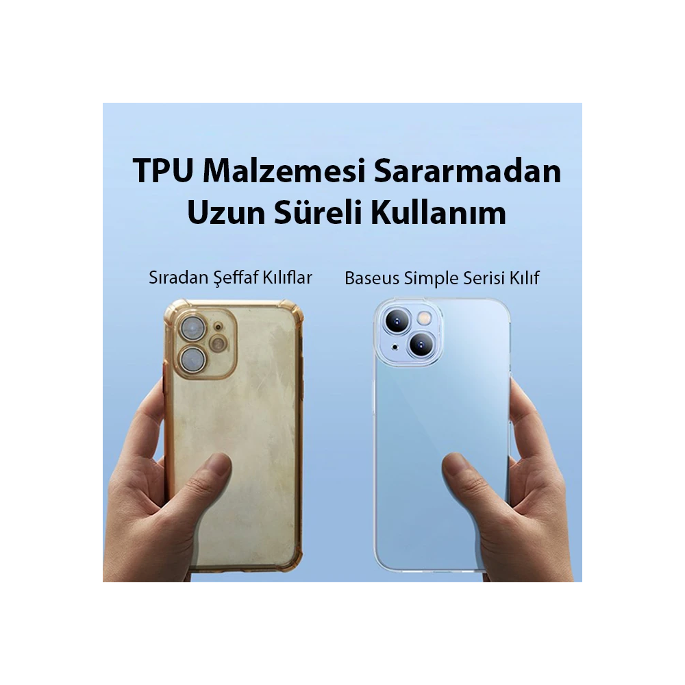 Baseus Simple Case iPhone 14 6.1 Kamera Korumalı İnce Silikon Şeffaf K