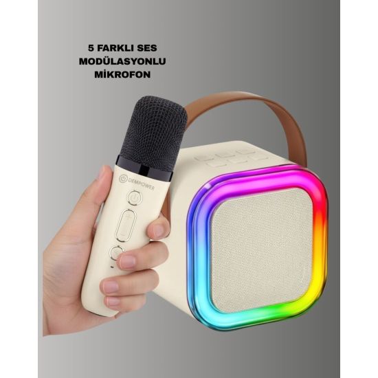 Kablosuz Karaoke Mikrofon Hoparlör Seti Güçlü Ses Çıkışı