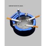 Yuvarlak Metal Küllük Çakmak Entegreli Dayanıklı Yapı