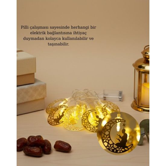 Ramazan Temalı Ay İçinde Secde Eden Adam LED Peri Işığı