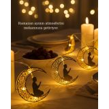 Ramazan Ay Işığı Secde Eden Adam Silüetli LED Peri Işığı