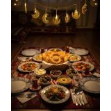 Minareli Hilal LED Işık Gold Metal Gövdeli Pilli Ramazan Dekoru